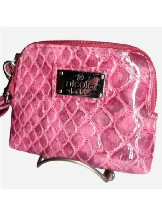 Nicole by Nicole Miller Handbags - Nicole by Nicole Miller Pink Faux Snake Skin Wristlet With Strap